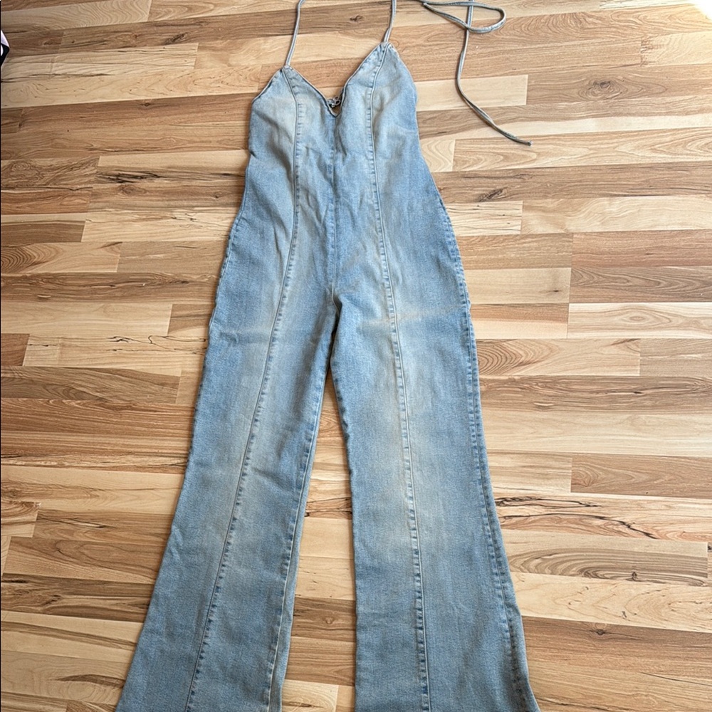 Zara Barbie Women's Light Blue Denim Jumpsuit